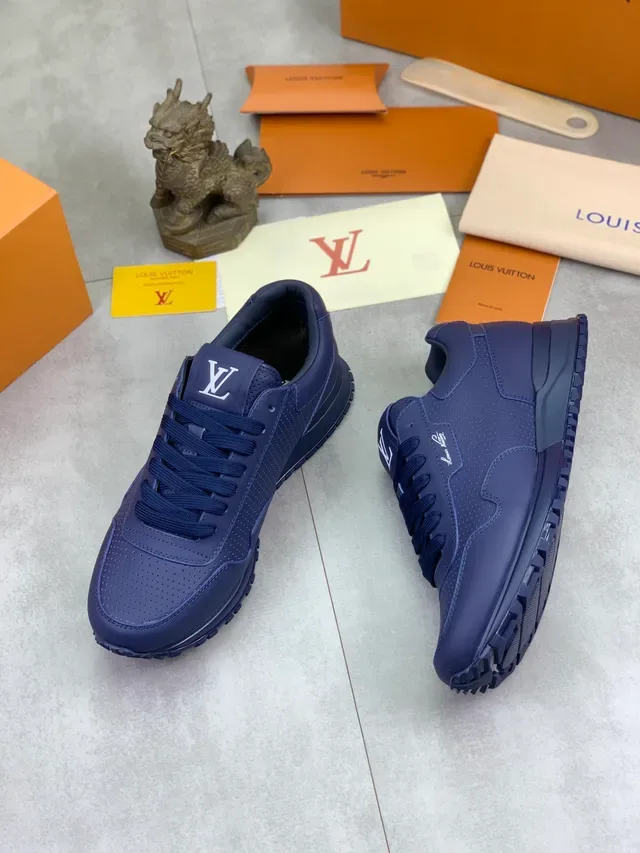Louis Vuitton LV Trainer Navy Perforated Leather Upper Layered Synthetic Overlays Lifestyle Sneakers 5