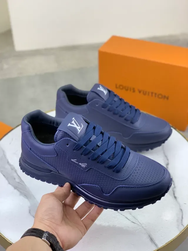 Louis Vuitton LV Trainer Navy Perforated Leather Upper Layered Synthetic Overlays Lifestyle Sneakers 6
