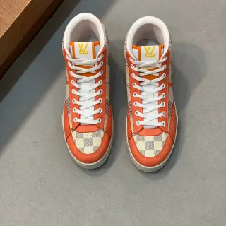 Louis Vuitton LV Trainer Orange Beige Low-Top Mixed-Material Lifestyle Sneakers