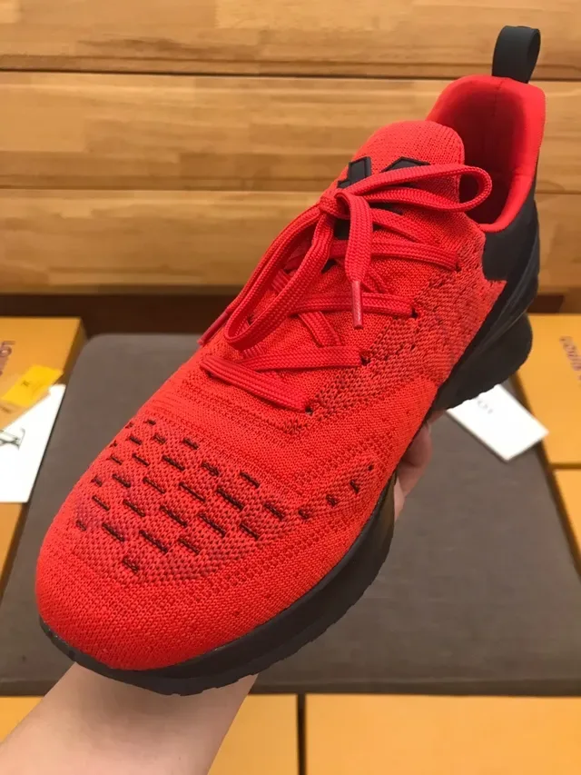 Louis Vuitton LV Trainer Red Black Knit Upper Sculpted Chunky Sole Lifestyle Sneakers 4