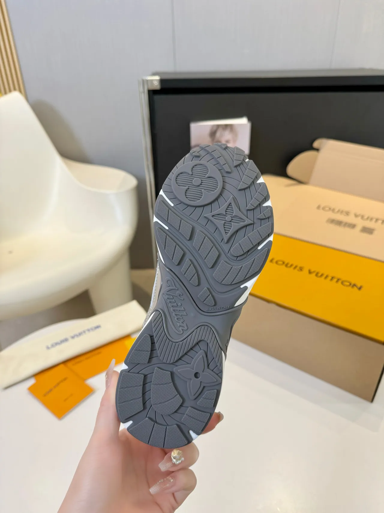 Louis Vuitton LV Trainer Silver White Metallic Upper Mesh And Patent Overlays Chunky Sneakers 2