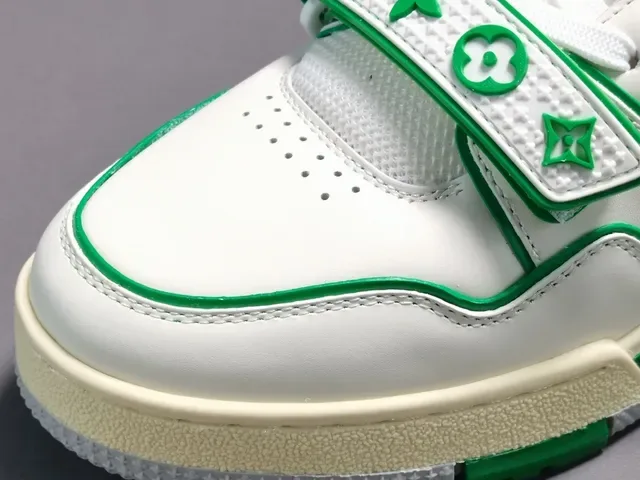 Louis Vuitton LV Trainer White and Green Lifestyle Sneakers 6