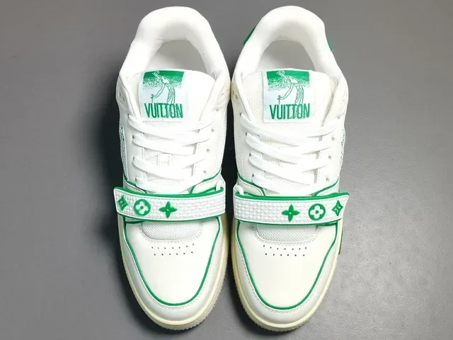 Louis Vuitton LV Trainer White and Green Lifestyle Sneakers 13