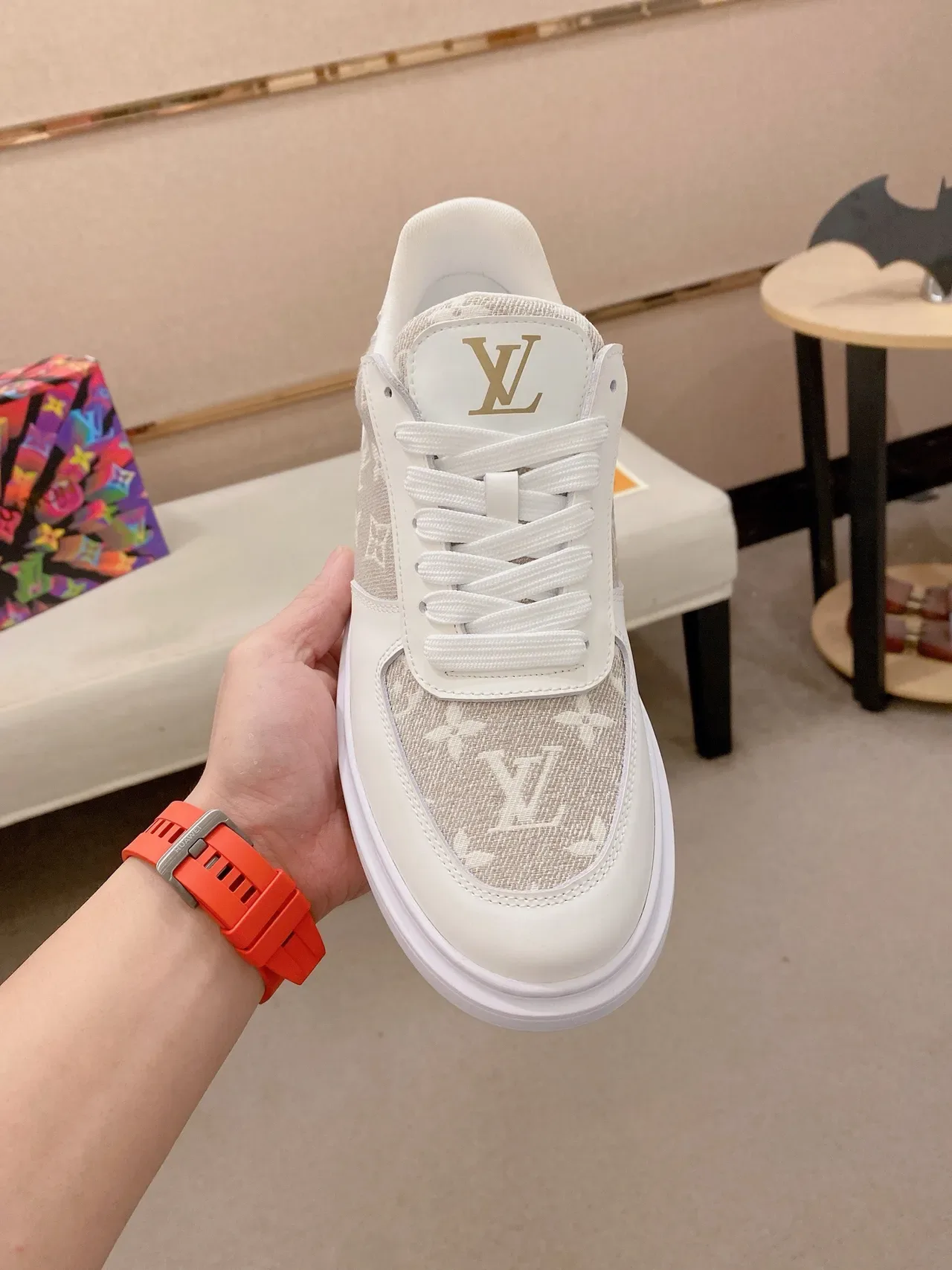Louis Vuitton LV Trainer White Beige Monogram Canvas Panel Leather Overlays Lifestyle Sneakers 2