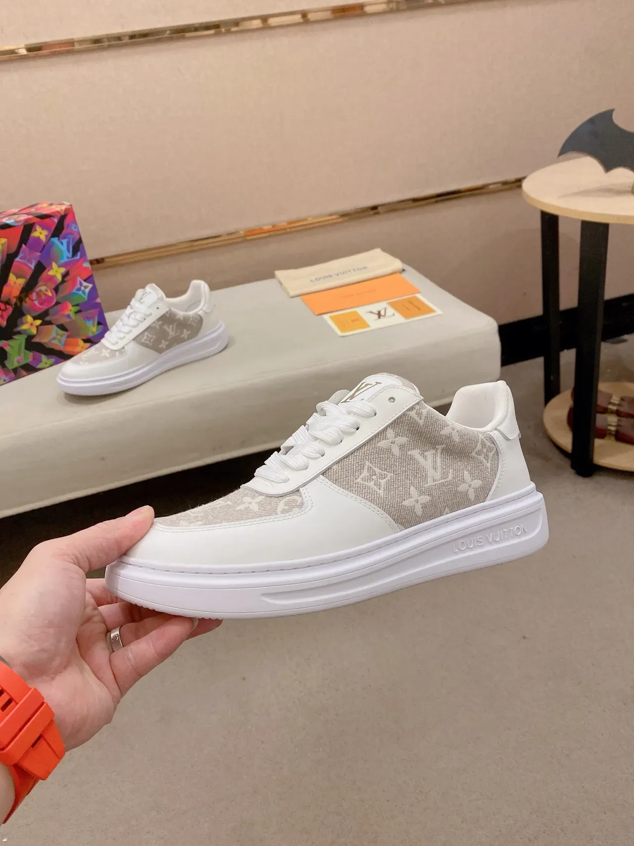 Louis Vuitton LV Trainer White Beige Monogram Canvas Panel Leather Overlays Lifestyle Sneakers 3