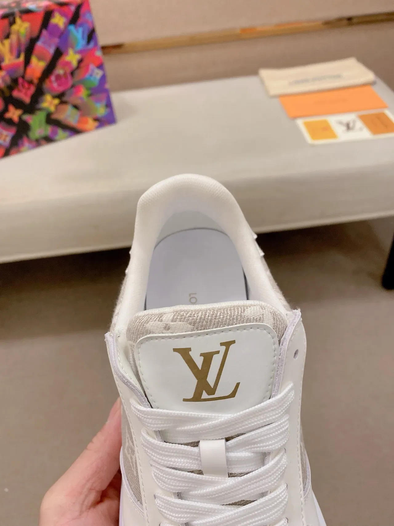 Louis Vuitton LV Trainer White Beige Monogram Canvas Panel Leather Overlays Lifestyle Sneakers 6