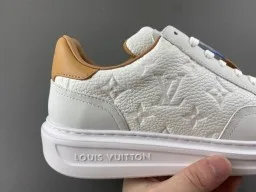 Louis Vuitton LV Trainer White Beige Monogram-Embossed Leather Platform Sole Lifestyle Sneakers 3