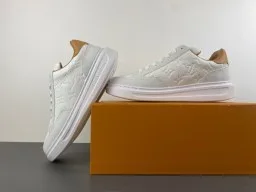 Louis Vuitton LV Trainer White Beige Monogram-Embossed Leather Platform Sole Lifestyle Sneakers 14