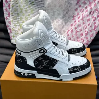 Louis Vuitton LV Trainer White Black High-Top Monogram Jacquard Lifestyle Sneakers