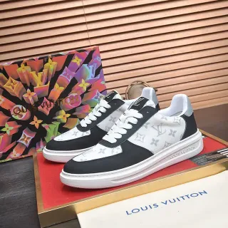 Louis Vuitton LV Trainer Blanco Negro Monogram Canvas Color-Blocked Estilo de Vida Zapatillas