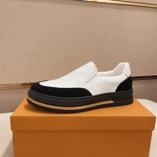 Louis Vuitton LV Trainer White Black Slip-On Monogrammed Leather Lifestyle Sneakers