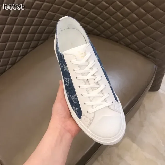 Louis Vuitton LV Trainer White Blue Denim Monogram Side Panel Leather Overlays Lifestyle Sneakers 2