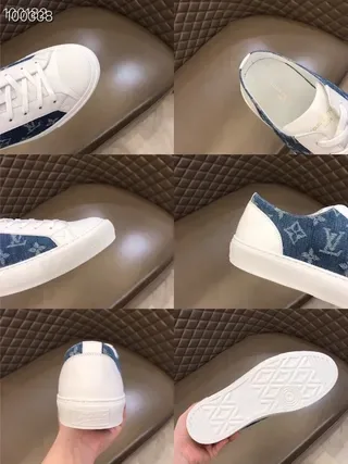 Louis Vuitton LV Trainer White Blue Denim Monogram Side Panel Leather Overlays Lifestyle Sneakers 3