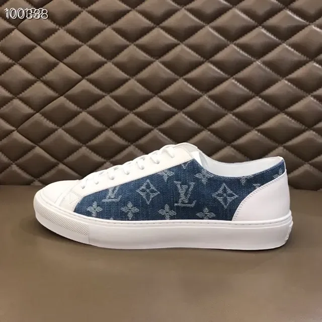 Louis Vuitton LV Trainer White Blue Denim Monogram Side Panel Leather Overlays Lifestyle Sneakers 4