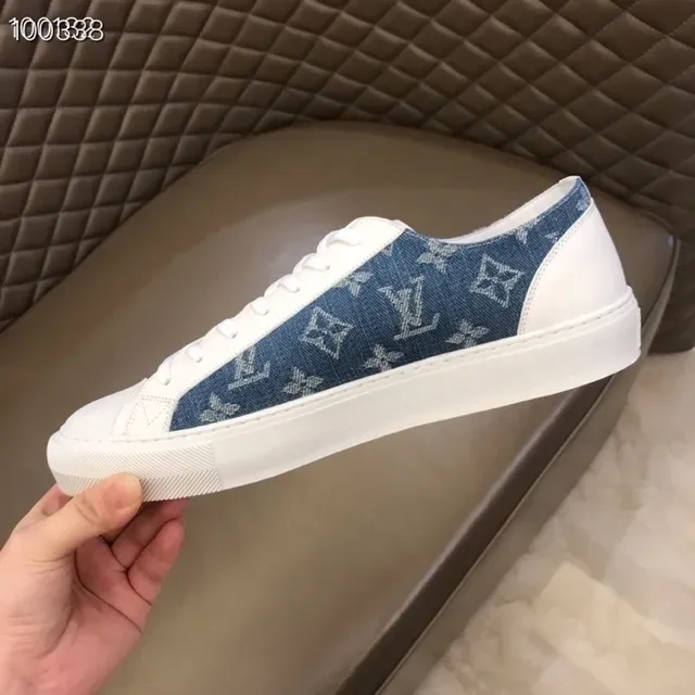 Louis Vuitton LV Trainer White Blue Denim Monogram Side Panel Leather Overlays Lifestyle Sneakers 5