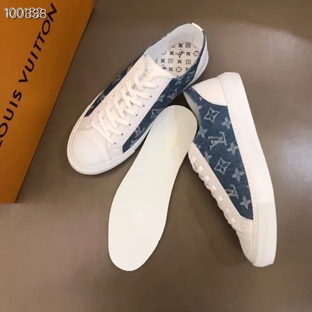 Louis Vuitton LV Trainer White Blue Denim Monogram Side Panel Leather Overlays Lifestyle Sneakers 8