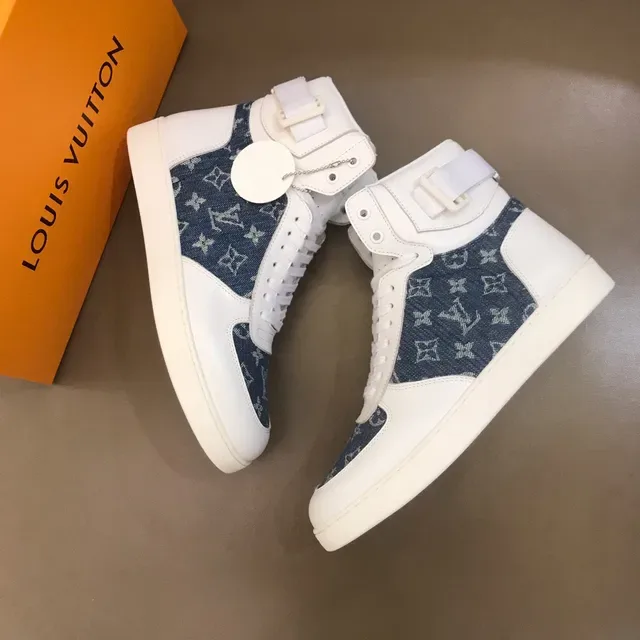Louis Vuitton LV Trainer White Blue High-Top Denim Monogram Panel Lifestyle Sneakers 6