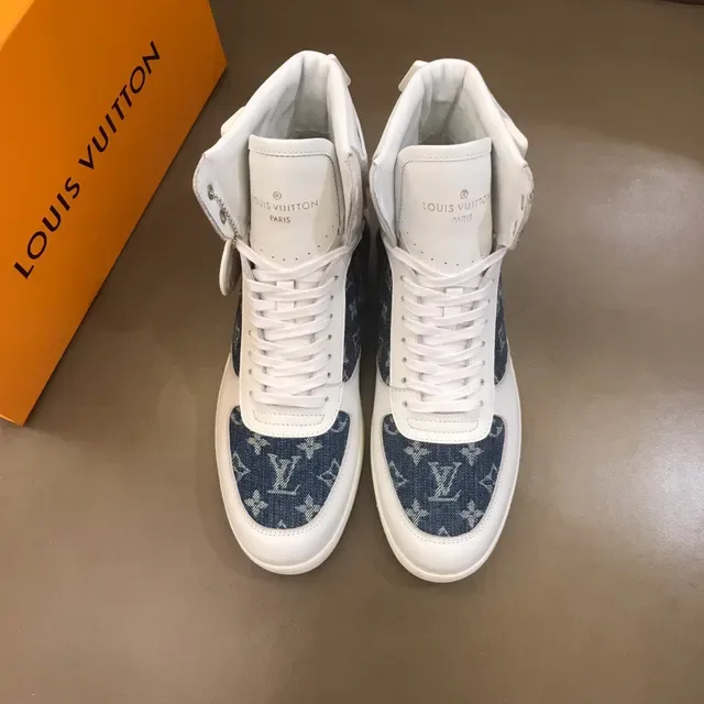 Louis Vuitton LV Trainer White Blue High-Top Denim Monogram Panel Lifestyle Sneakers 9