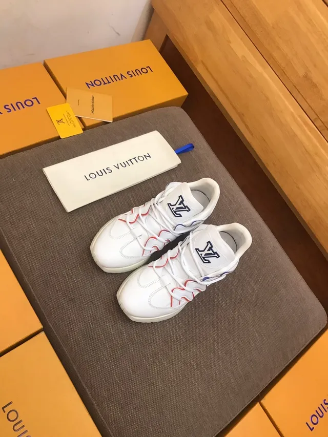 Louis Vuitton LV Trainer White Blue Leather Upper Sculpted Sole Chunky Sneakers 3