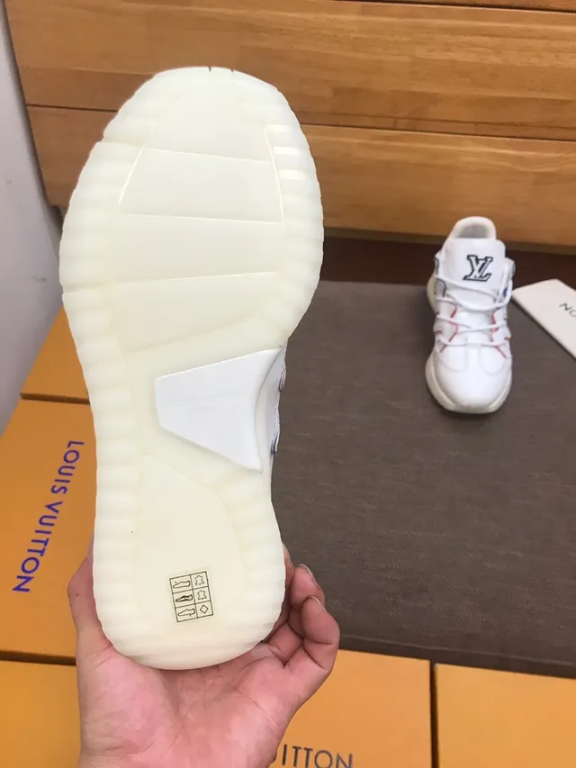 Louis Vuitton LV Trainer White Blue Leather Upper Sculpted Sole Chunky Sneakers 5