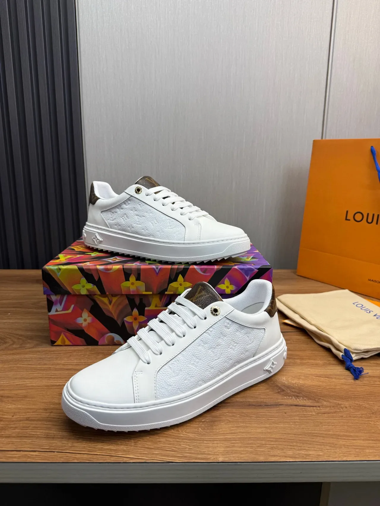 Louis Vuitton LV Trainer White Brown Leather Upper Monogram Heel Tab Lifestyle Sneakers 3