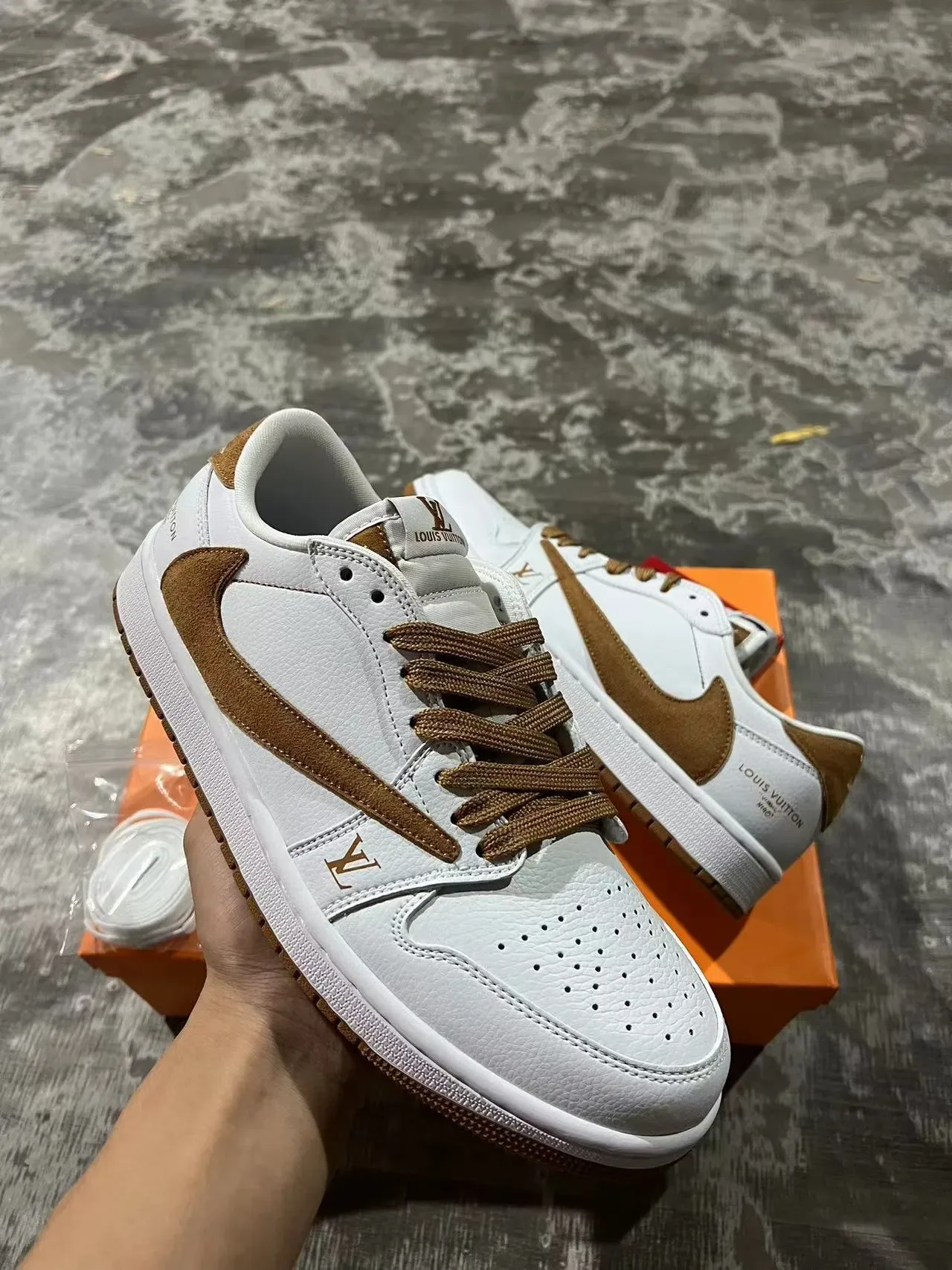 Louis Vuitton LV Trainer White Brown Leather Upper Tan Suede Overlays Lifestyle Sneakers 2