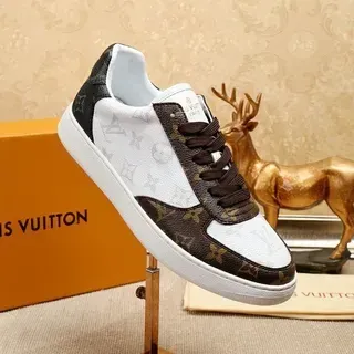 Louis Vuitton LV Trainer Blancos Marrones Monograma Lona Piel Paneles Zapatillas Lifestyle