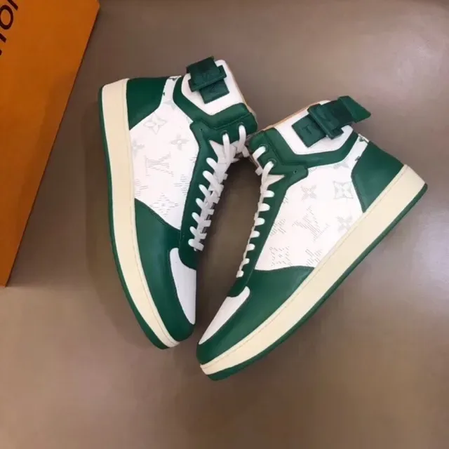 Louis Vuitton LV Trainer White Green High-Top Monogrammed Canvas Lifestyle Sneakers 4
