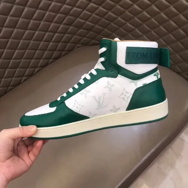 Louis Vuitton LV Trainer White Green High-Top Monogrammed Canvas Lifestyle Sneakers 5