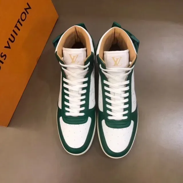 Louis Vuitton LV Trainer White Green High-Top Monogrammed Canvas Lifestyle Sneakers 9