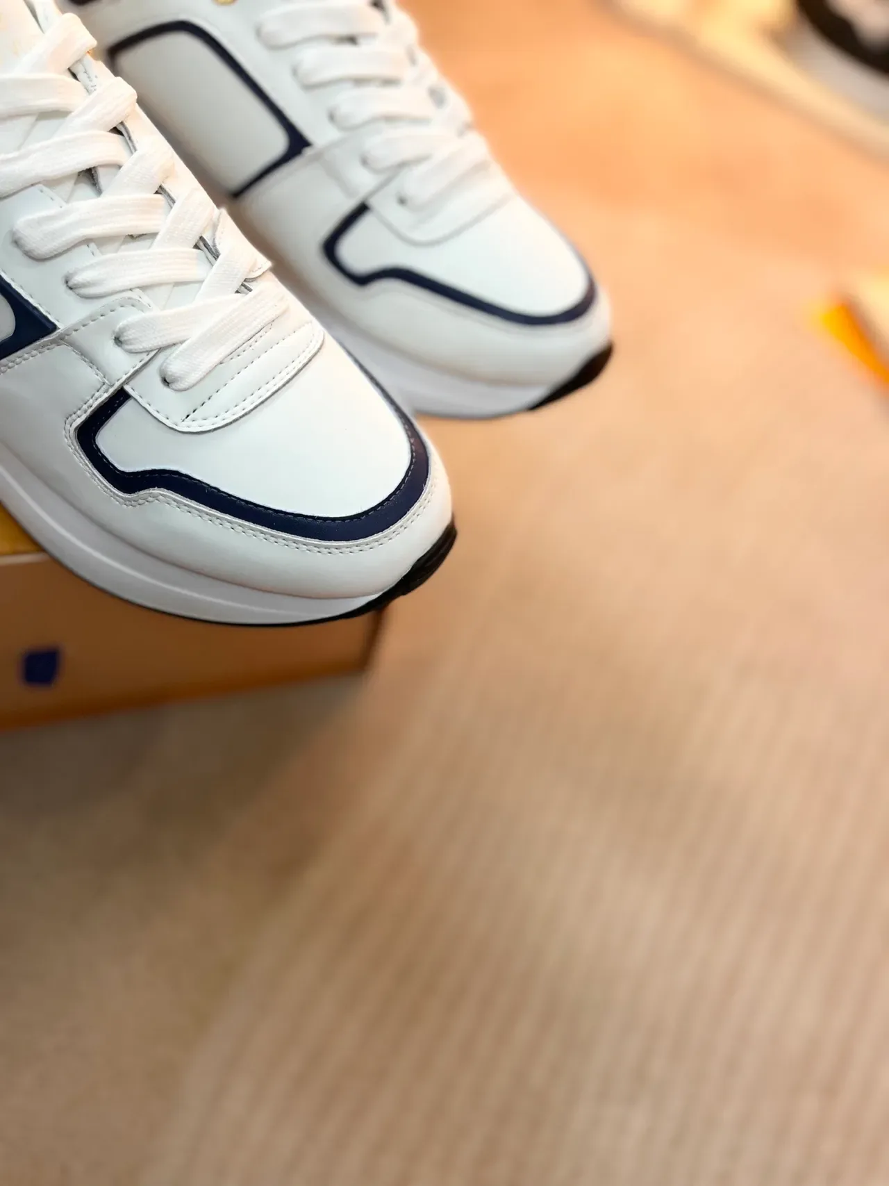Louis Vuitton LV Trainer White Navy Leather Upper Blue Monogram Panel Lifestyle Sneakers 3