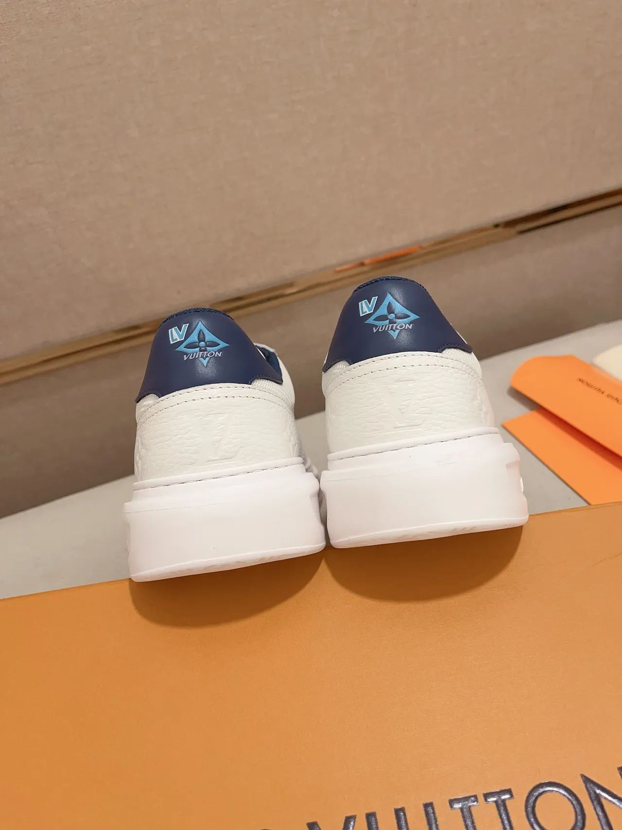 Louis Vuitton LV Trainer White Navy Low-Top Monogram-Printed Lifestyle Sneakers 3