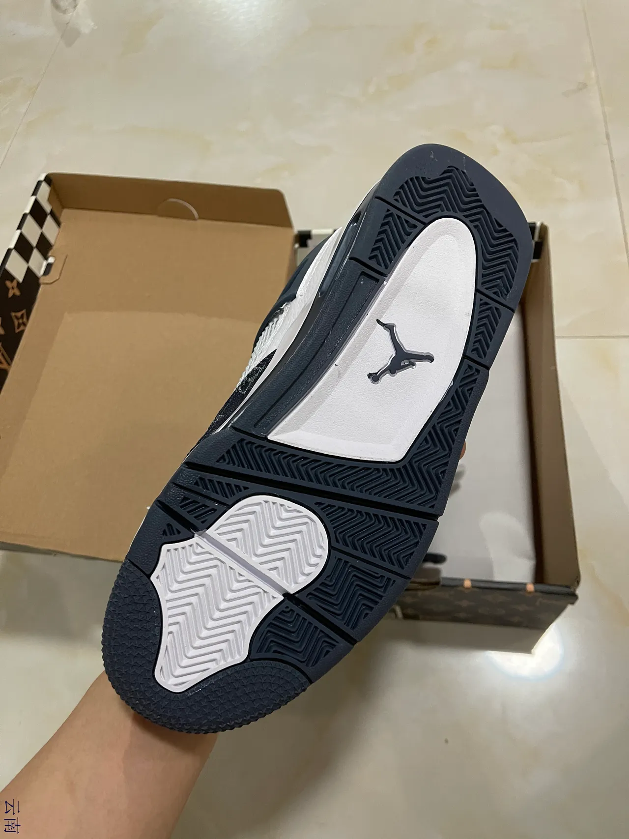 Louis Vuitton LV Trainer White Navy Monogrammed Textile Sculpted Midsole Lifestyle Sneakers 5