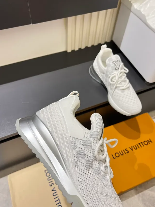 Louis Vuitton LV Trainer White Silver Knit Upper Sculpted Midsole Lifestyle Sneakers 3