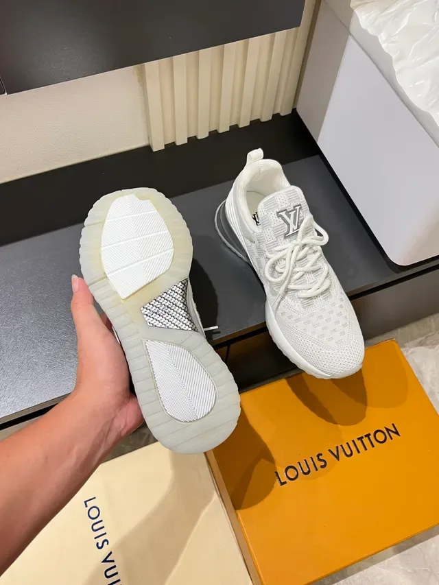 Louis Vuitton LV Trainer White Silver Knit Upper Sculpted Midsole Lifestyle Sneakers 4