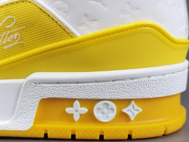 Louis Vuitton LV Trainer Yellow White Layered Midsole Monogram-Embossed Leather Lifestyle Sneakers 7