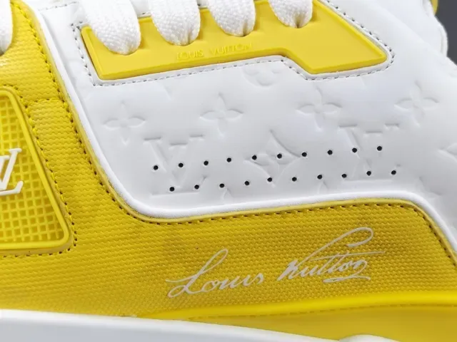 Louis Vuitton LV Trainer Yellow White Layered Midsole Monogram-Embossed Leather Lifestyle Sneakers 8