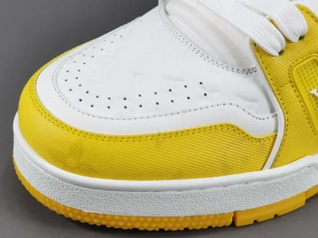 Louis Vuitton LV Trainer Yellow White Layered Midsole Monogram-Embossed Leather Lifestyle Sneakers 9