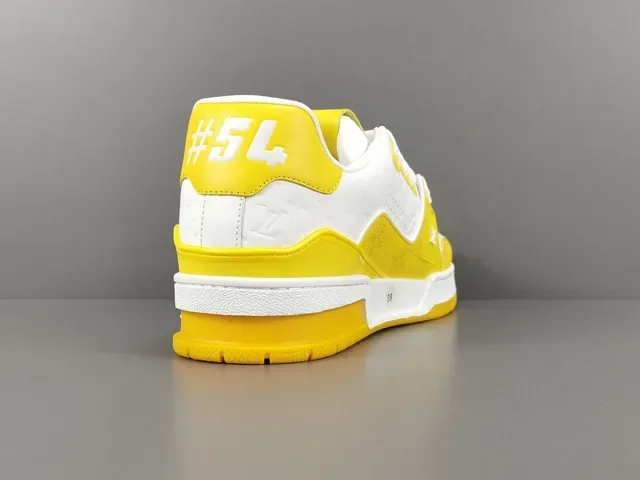 Louis Vuitton LV Trainer Yellow White Layered Midsole Monogram-Embossed Leather Lifestyle Sneakers 14