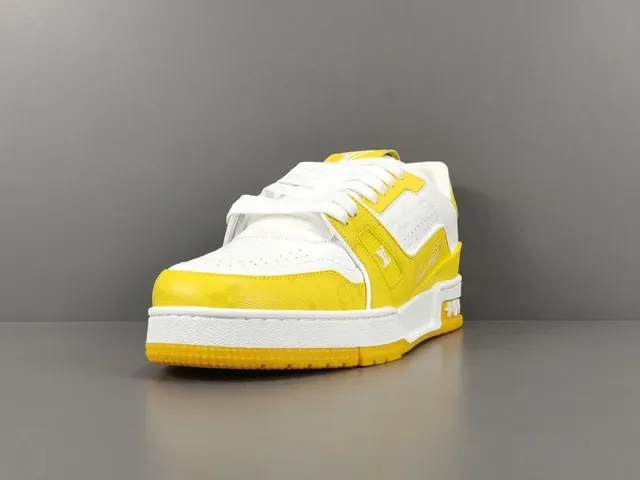 Louis Vuitton LV Trainer Yellow White Layered Midsole Monogram-Embossed Leather Lifestyle Sneakers 15