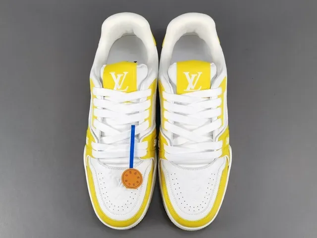 Louis Vuitton LV Trainer Yellow White Layered Midsole Monogram-Embossed Leather Lifestyle Sneakers 16