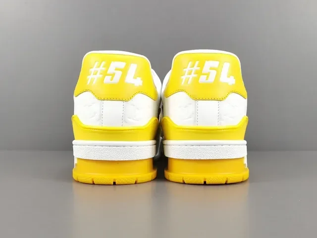 Louis Vuitton LV Trainer Yellow White Layered Midsole Monogram-Embossed Leather Lifestyle Sneakers 17