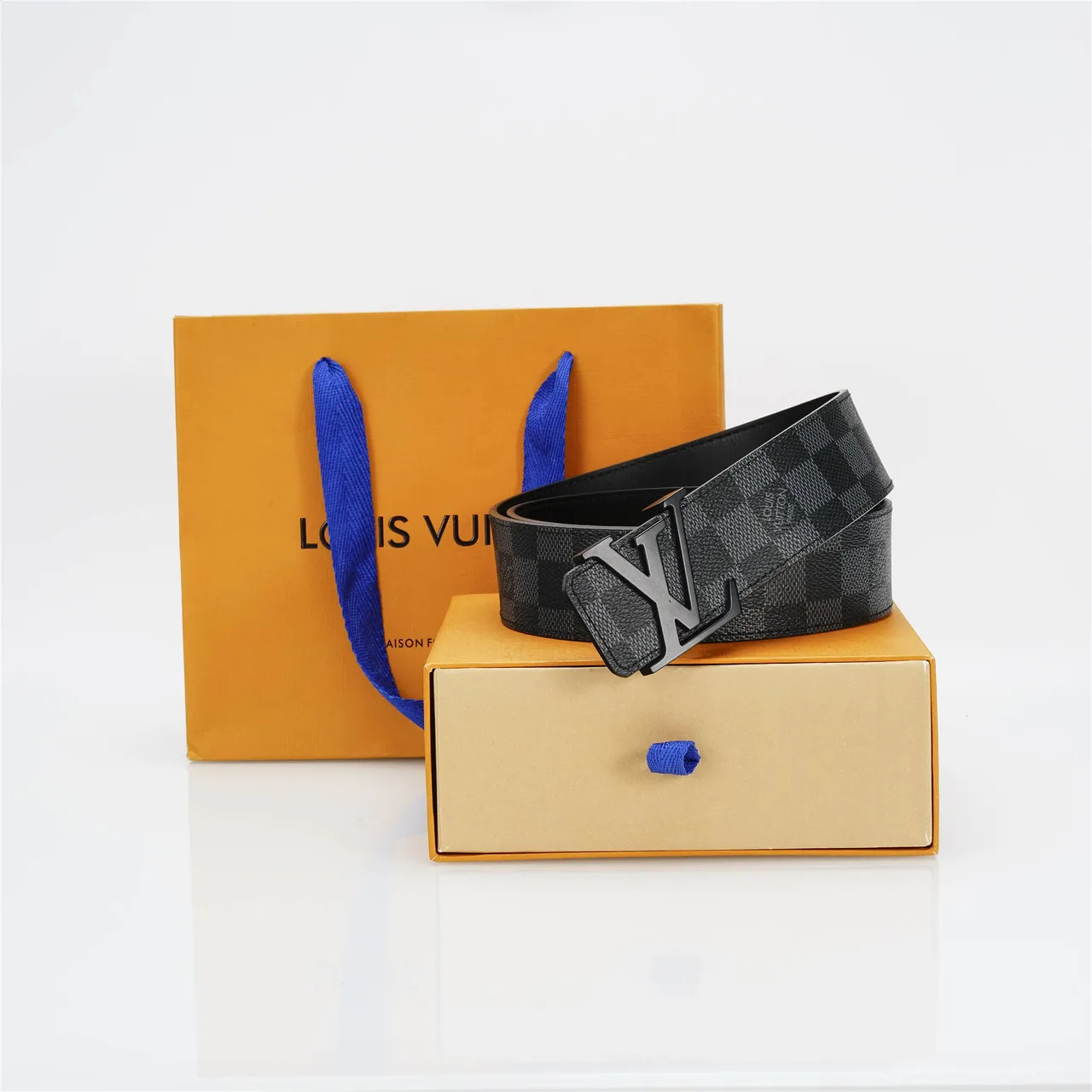 Louis Vuitton LV Turn-Lock Belt Damier Graphite Leather Belt 5
