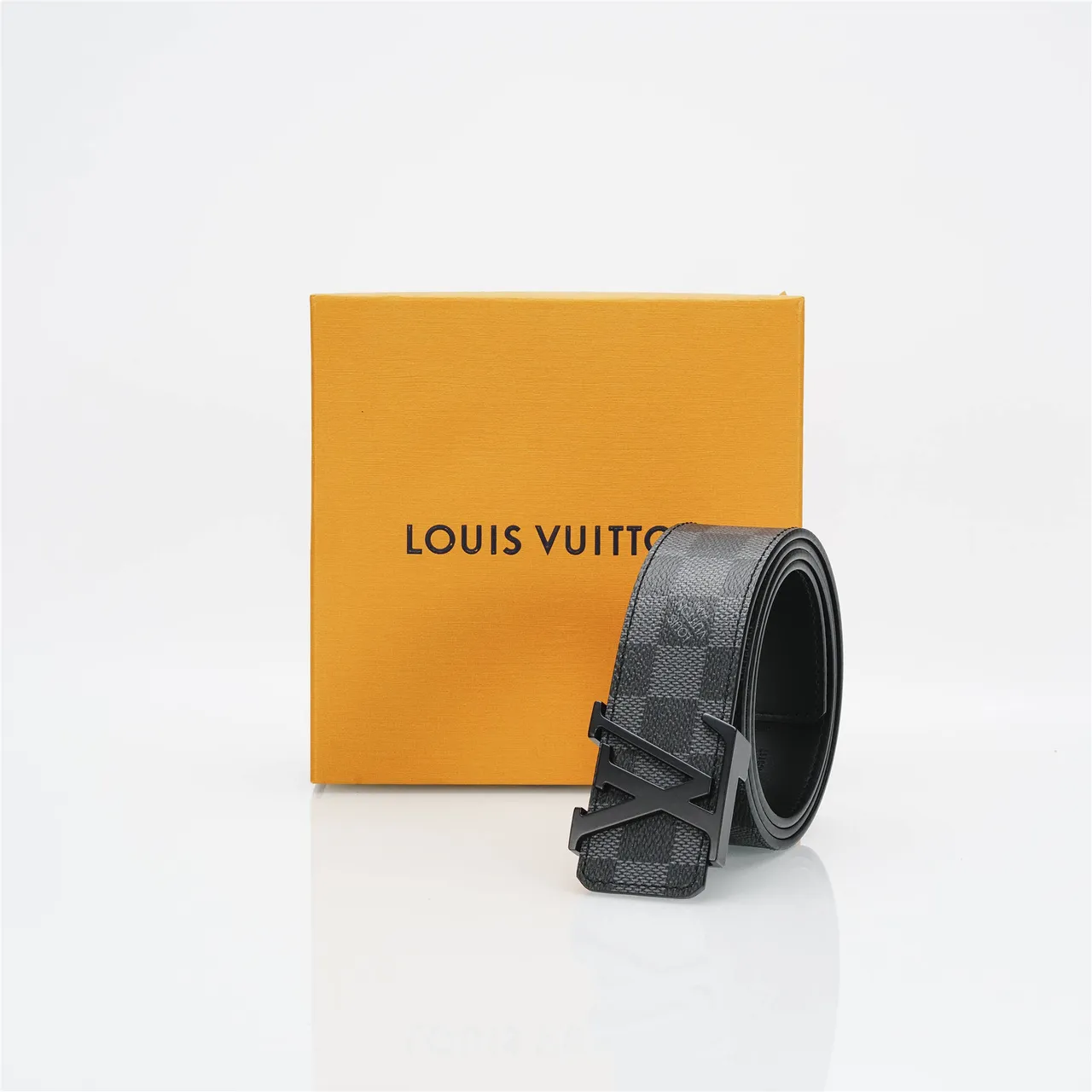Louis Vuitton LV Turn-Lock Belt Damier Graphite Leather Belt 6