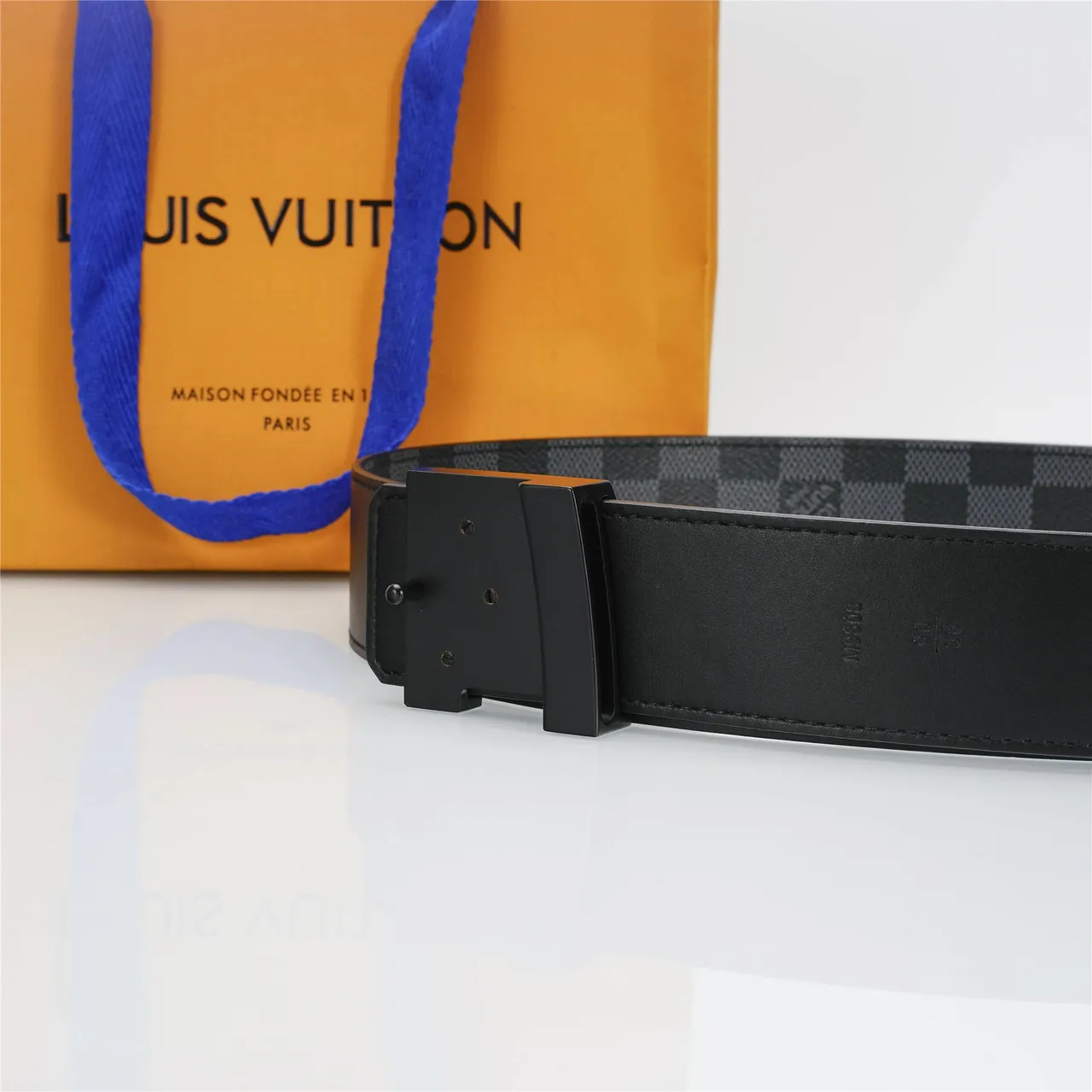 Louis Vuitton LV Turn-Lock Belt Damier Graphite Leather Belt 7