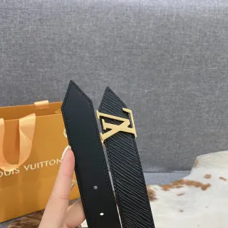 Louis Vuitton LV Twist Belt Black Gold Epi Buckle Leather Belt
