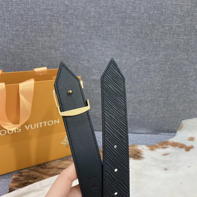 Louis Vuitton LV Twist Belt Black Gold Epi Buckle Leather Belt 6