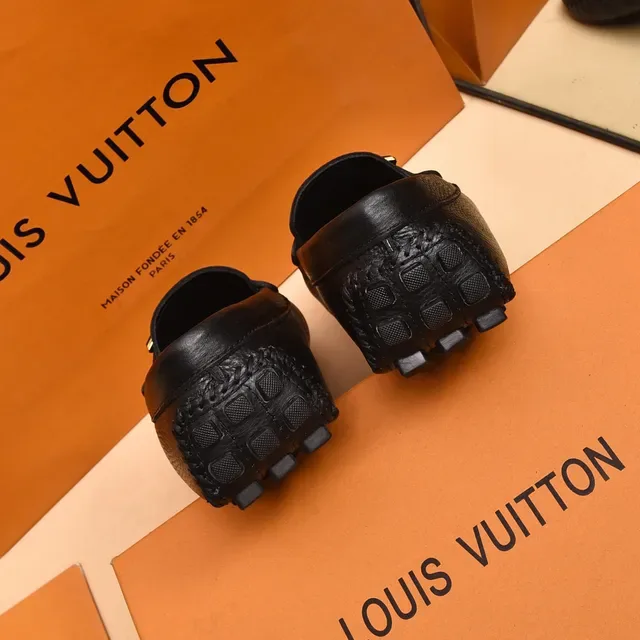 Louis Vuitton LV W Loafer Black Gold Monogram Leather Logo Loafer 2