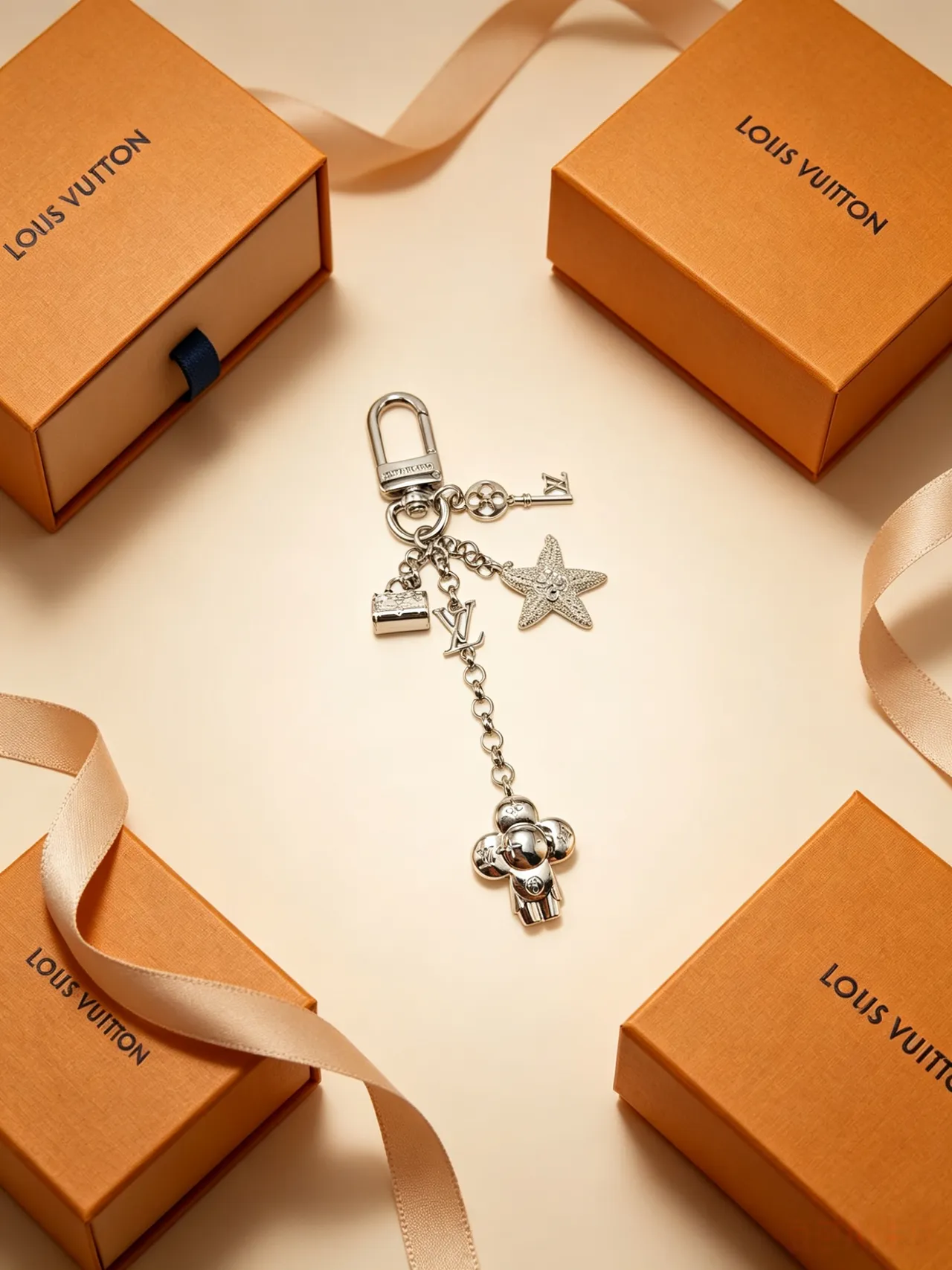 Louis Vuitton Metallic Charm Keychain Bracelet 4