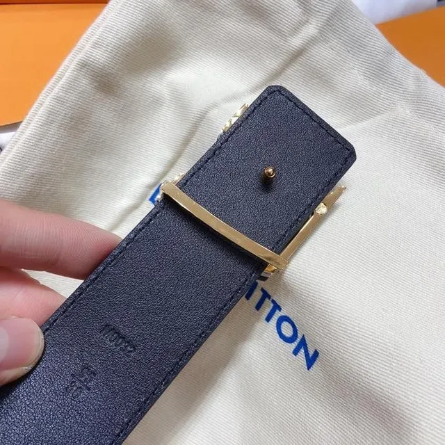 Louis Vuitton Monogram Black Silver Metal Turn-Lock Buckle Leather Belt 4